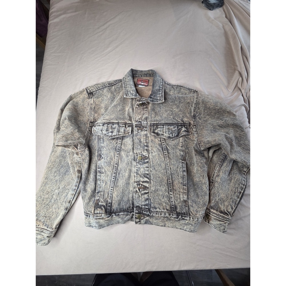 Vintage Red River Acid-Wash Brown Black Denim Jacket Men's L Rare
